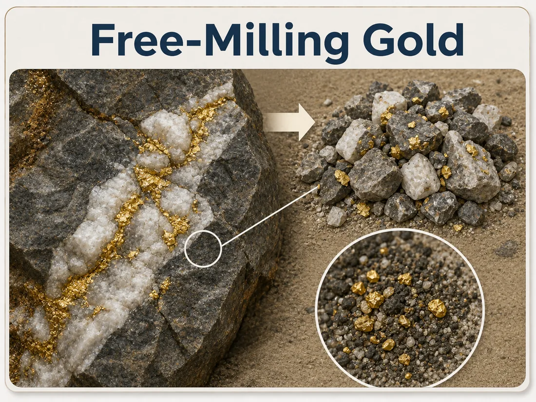 Free-milling gold